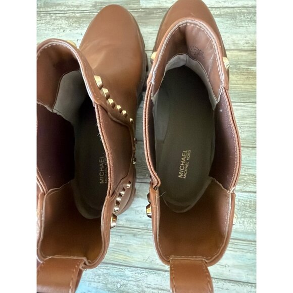 Michael Kors Ridley Gor Leather Boots in Luggage Color Sz 10 - Picture 3 of 7